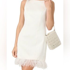 Astr White Feather Hem Dress